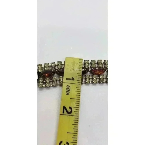 Vintage Bracelet Rhinestone Chunky Wide Wedding Jewelry Juliana Brown Clear - Picture 7 of 9